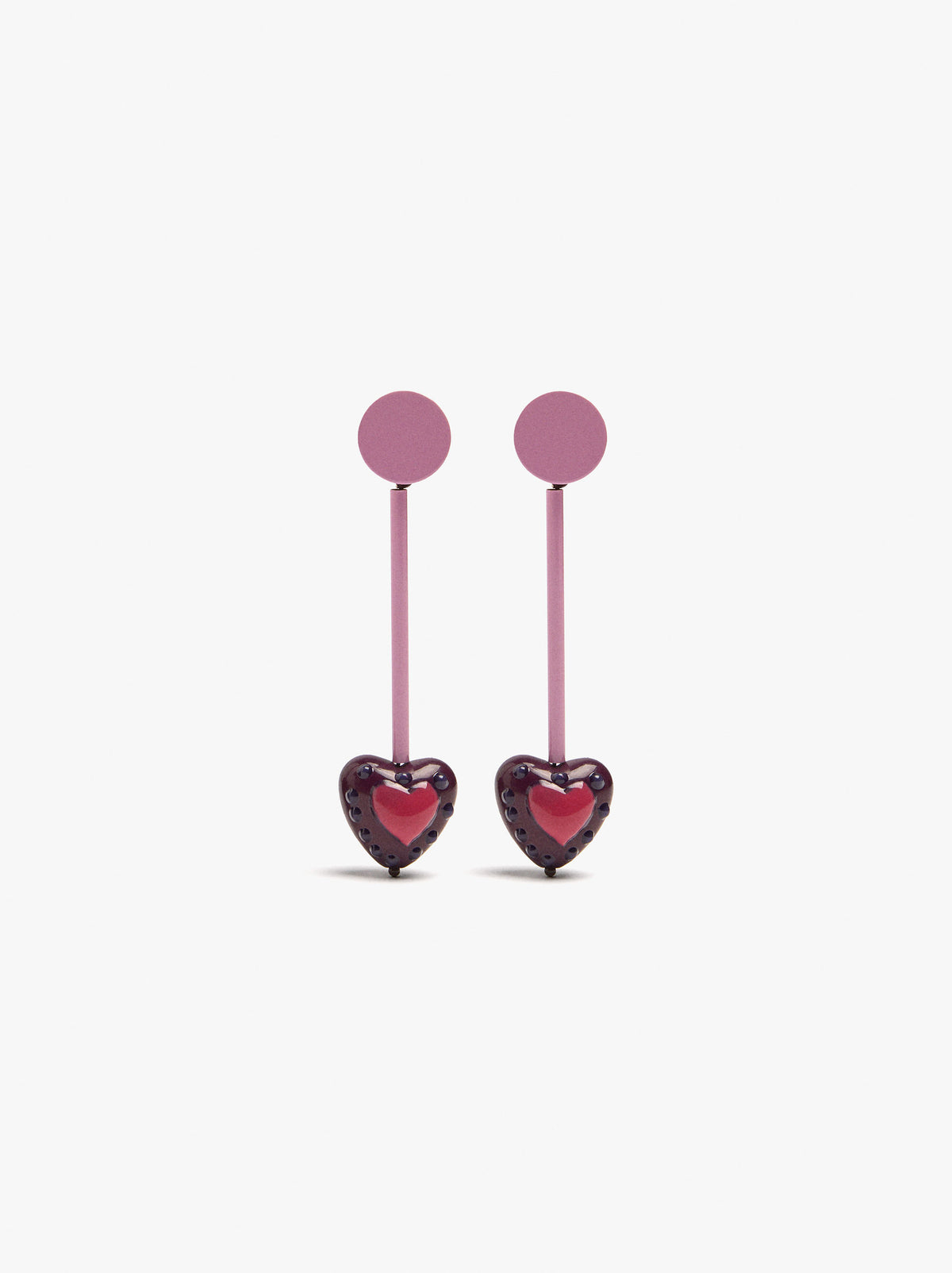 Bar Earrings With Heart Pendant