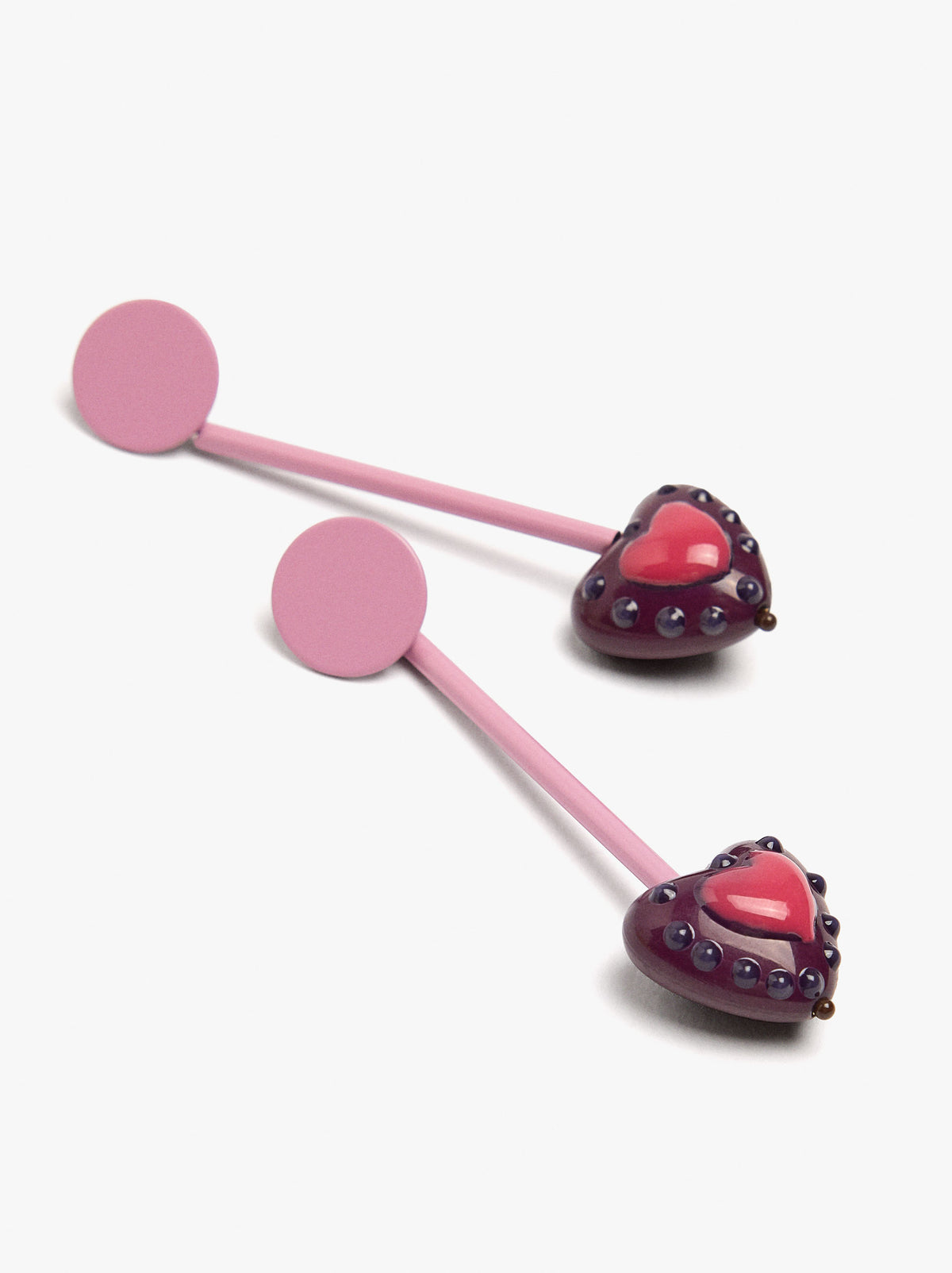 Bar Earrings With Heart Pendant