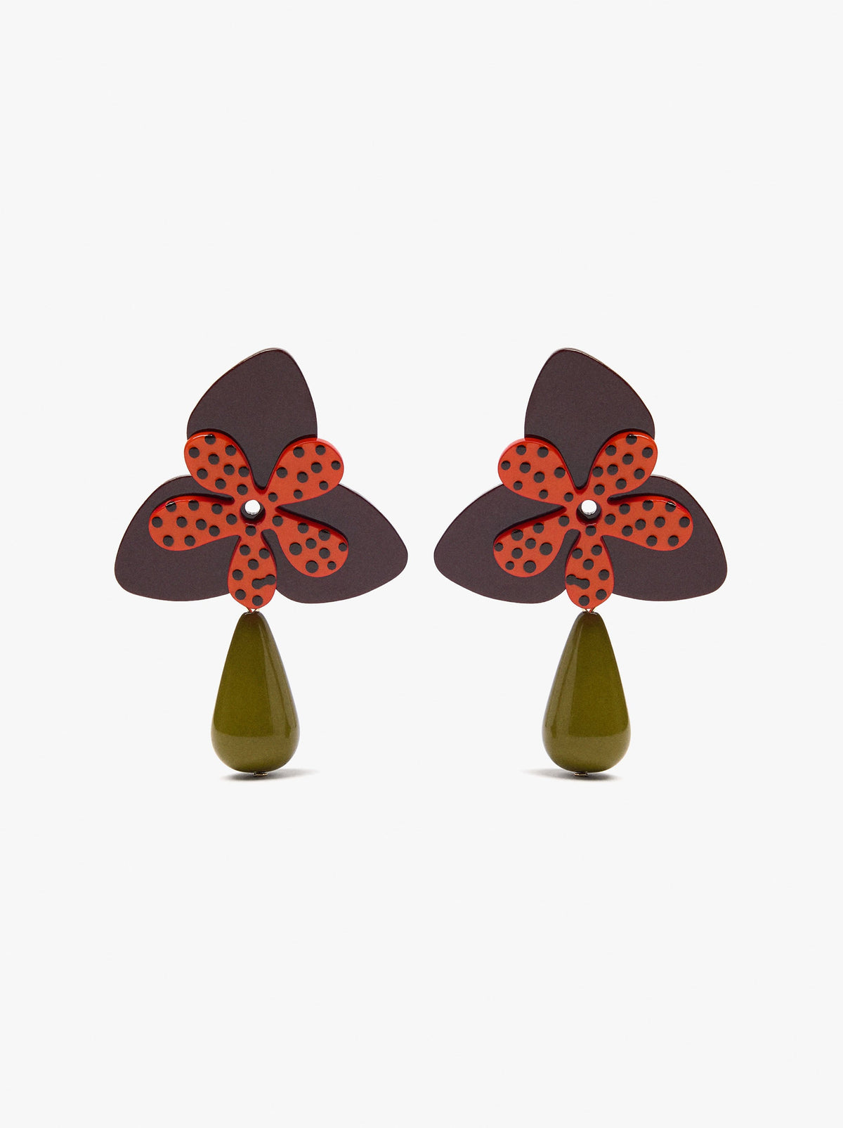 Flower Enamel Earrings With Resin