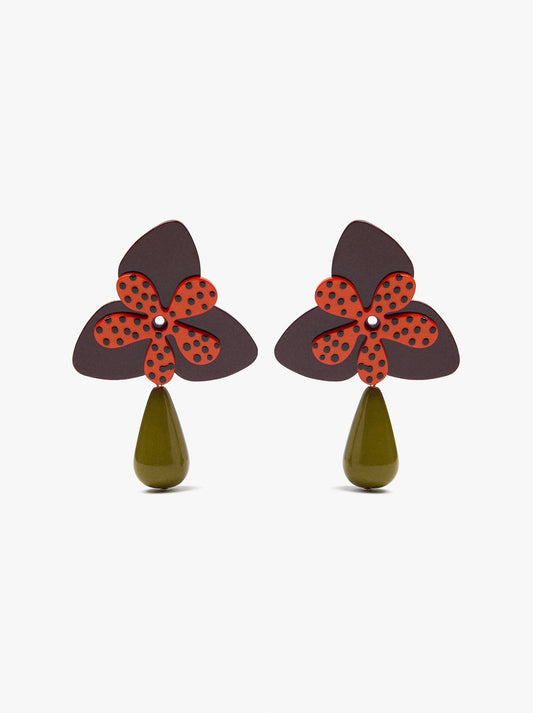 Flower Enamel Earrings With Resin