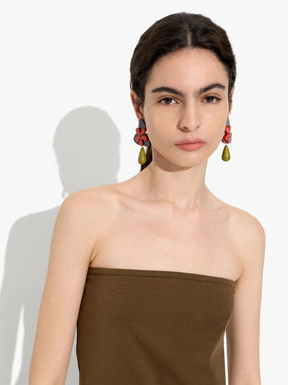 Flower Enamel Earrings With Resin