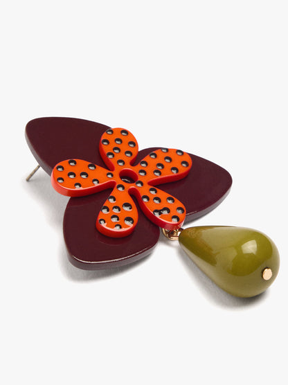 Flower Enamel Earrings With Resin