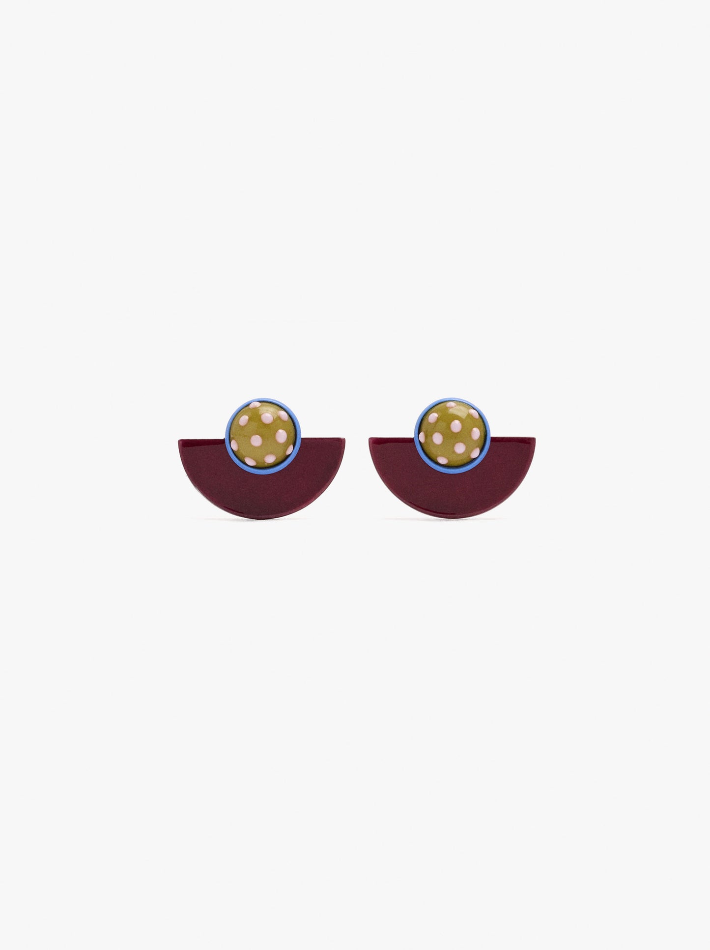 Fan Earrings With Hemispherical Detail