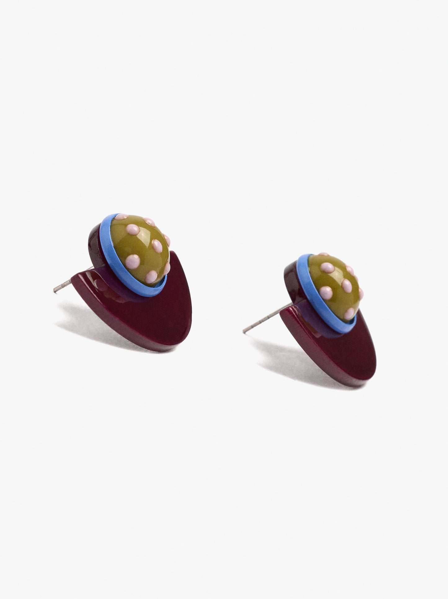 Fan Earrings With Hemispherical Detail