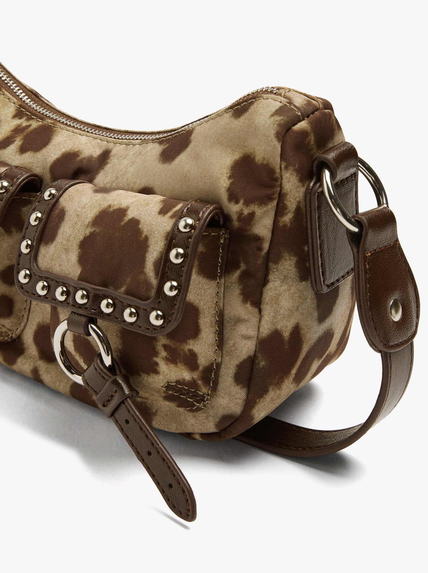 Animal Print Nylon Shoulder Bag