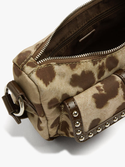 Animal Print Nylon Shoulder Bag
