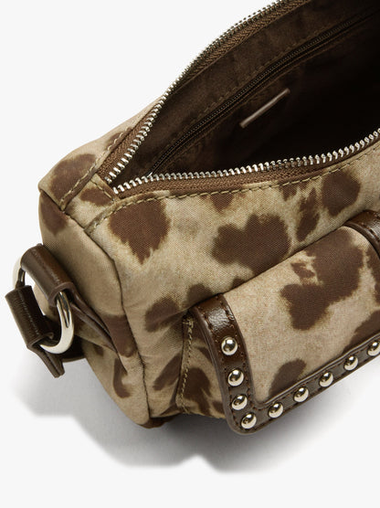 Animal Print Nylon Shoulder Bag