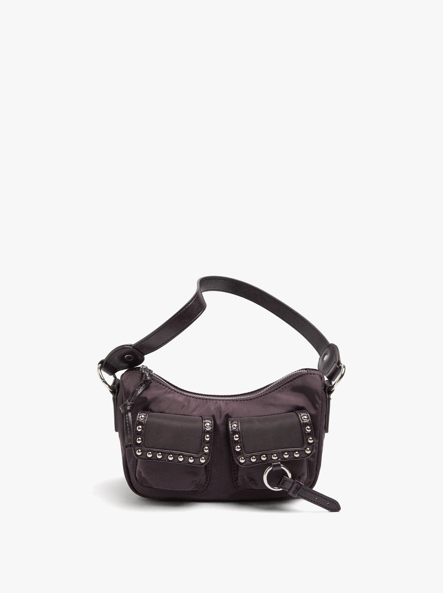 Nylon Shoulder Bag With Studs