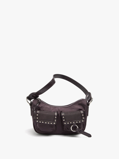 Nylon Shoulder Bag With Studs