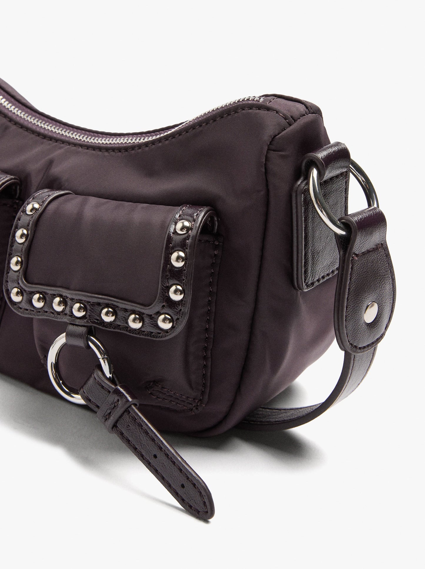Nylon Shoulder Bag With Studs