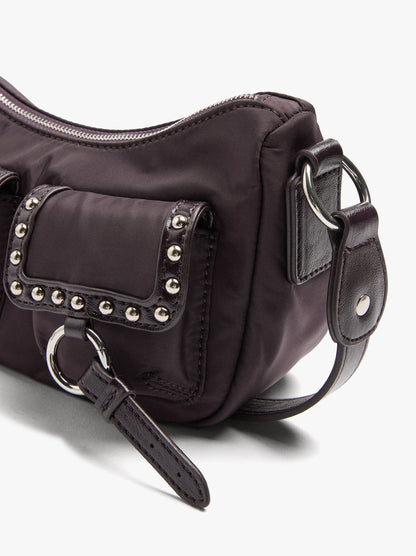 Nylon Shoulder Bag With Studs