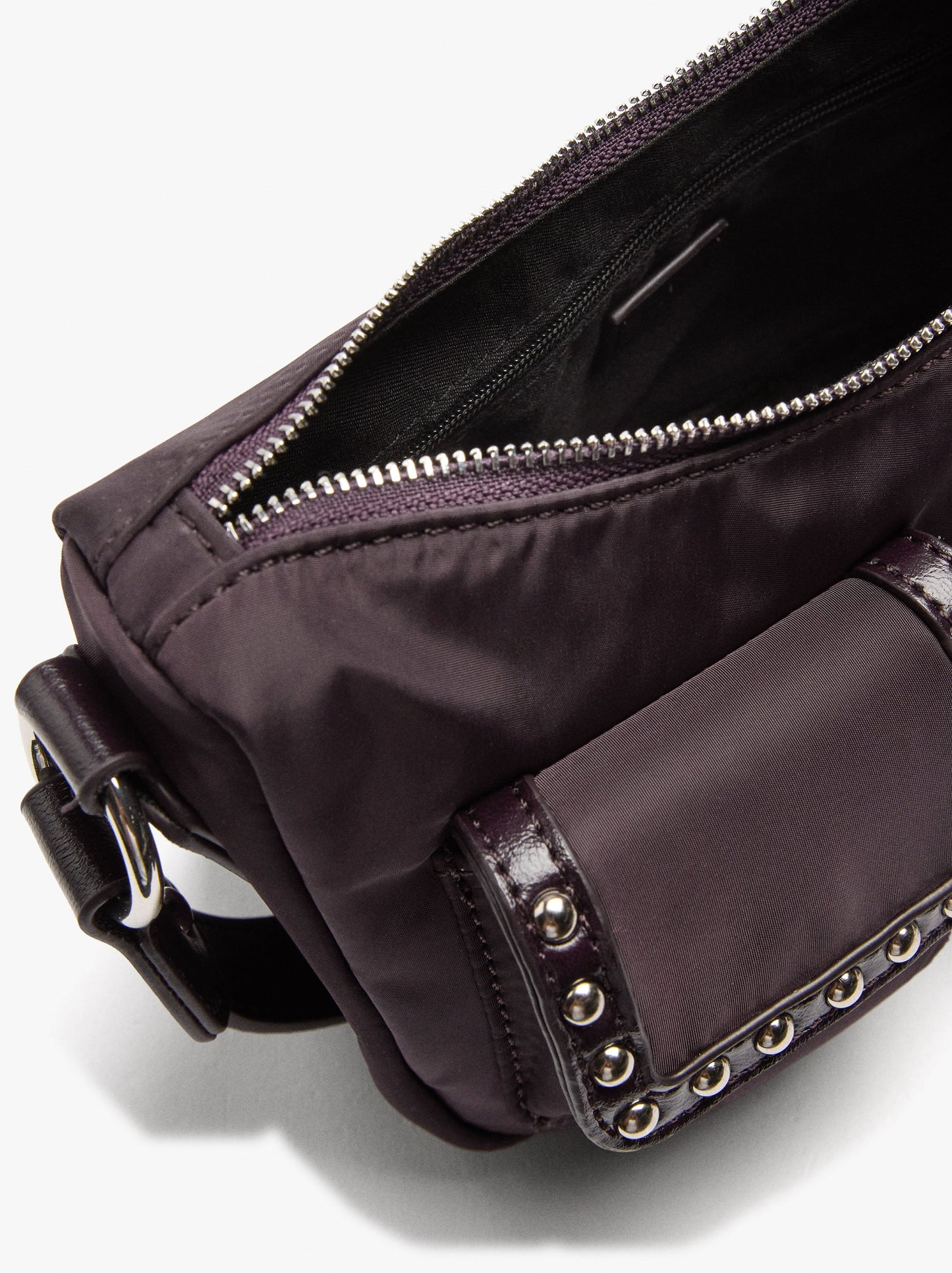 Nylon Shoulder Bag With Studs