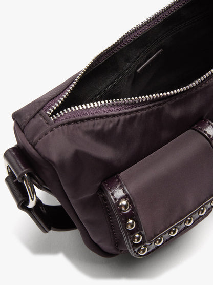 Nylon Shoulder Bag With Studs