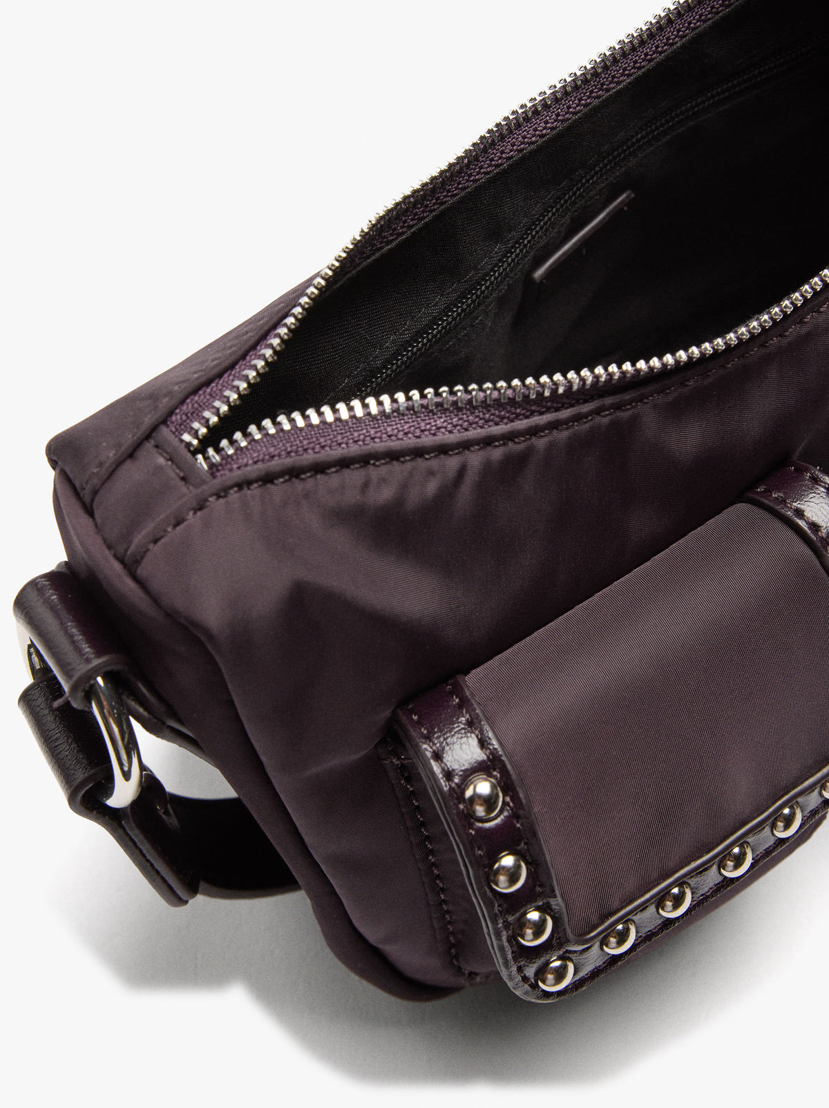 Nylon Shoulder Bag With Studs