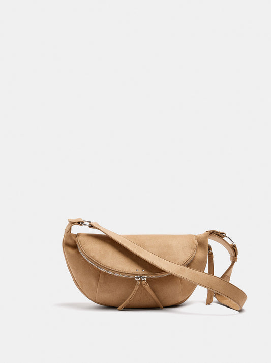 Half-Moon Shoulder Bag With Stitching