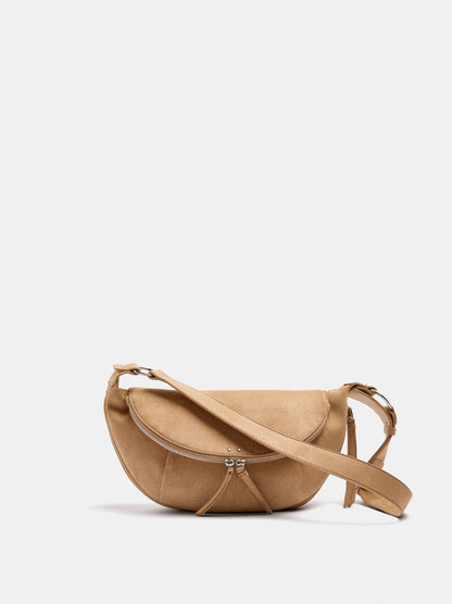 Half-Moon Shoulder Bag With Stitching