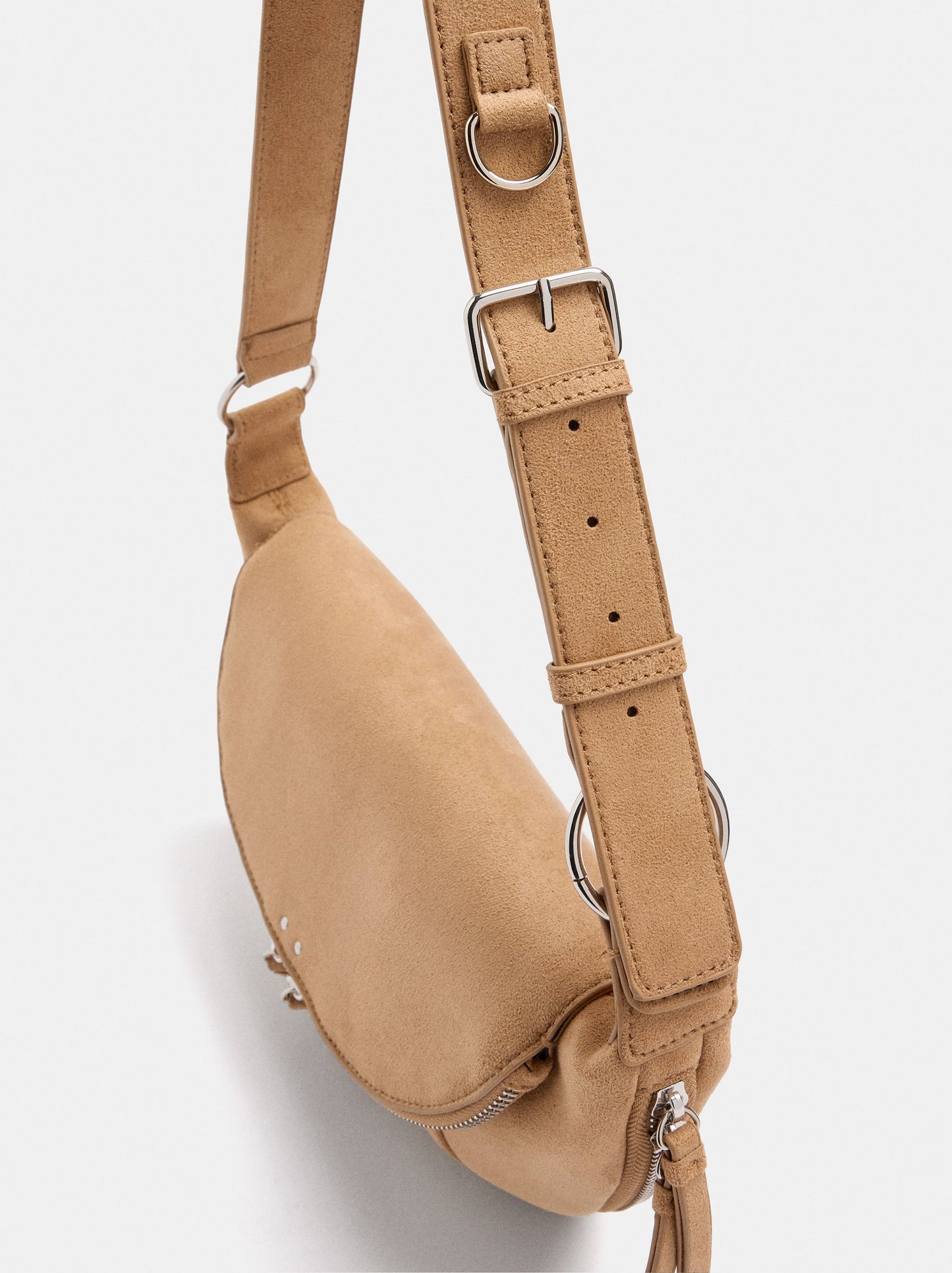 Half-Moon Shoulder Bag With Stitching