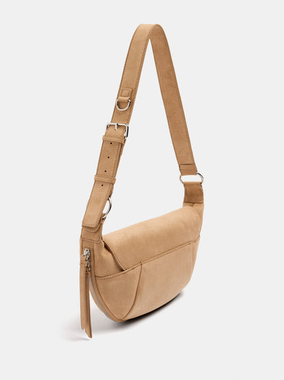 Half-Moon Shoulder Bag With Stitching