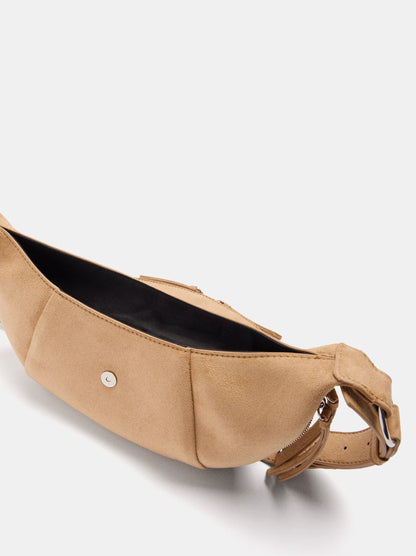 Half-Moon Shoulder Bag With Stitching