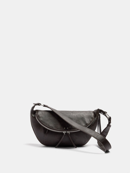 Half-Moon Shoulder Bag With Stitching