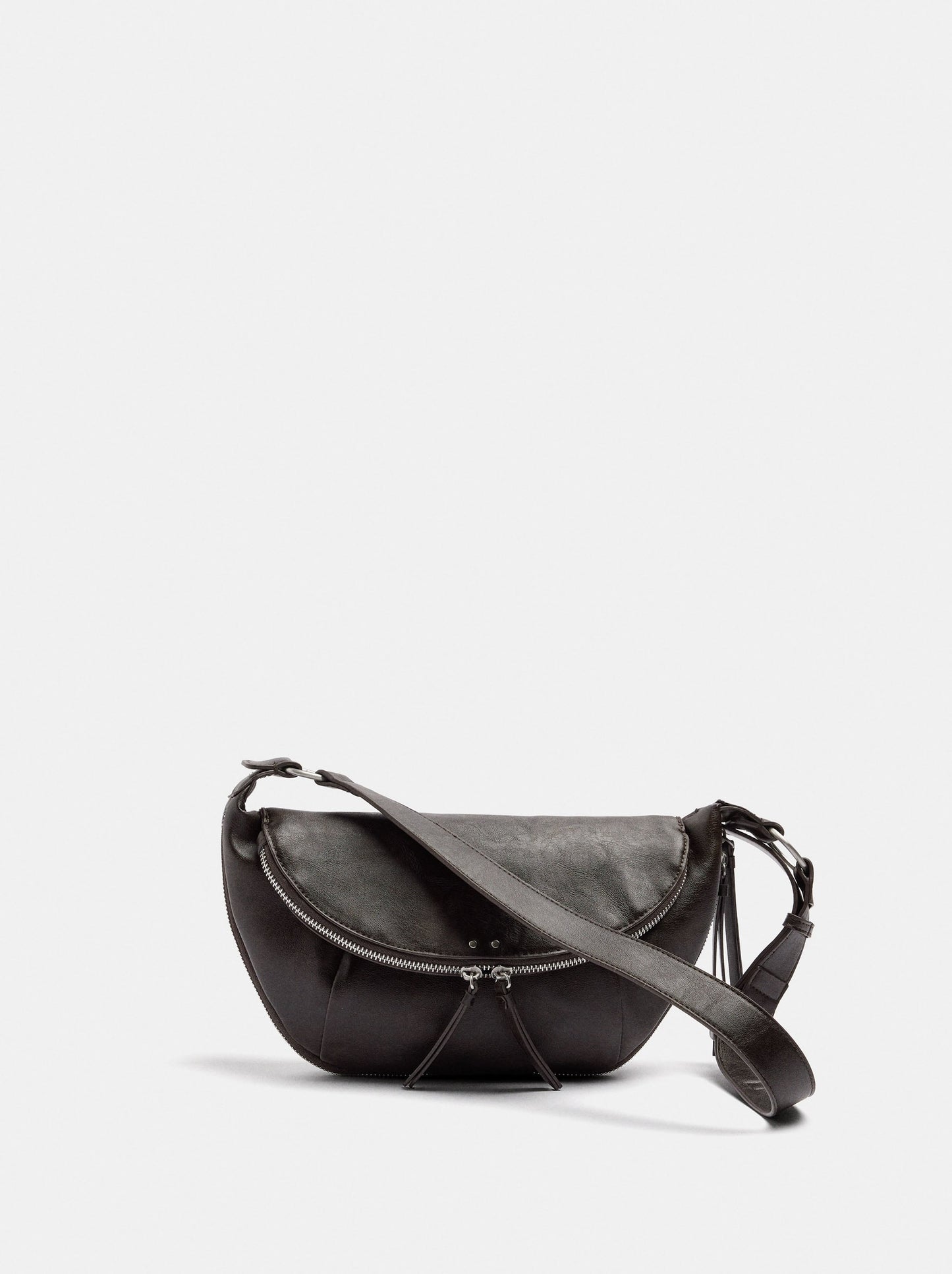 Half-Moon Shoulder Bag With Stitching