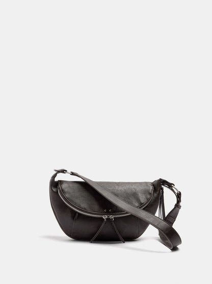 Half-Moon Shoulder Bag With Stitching
