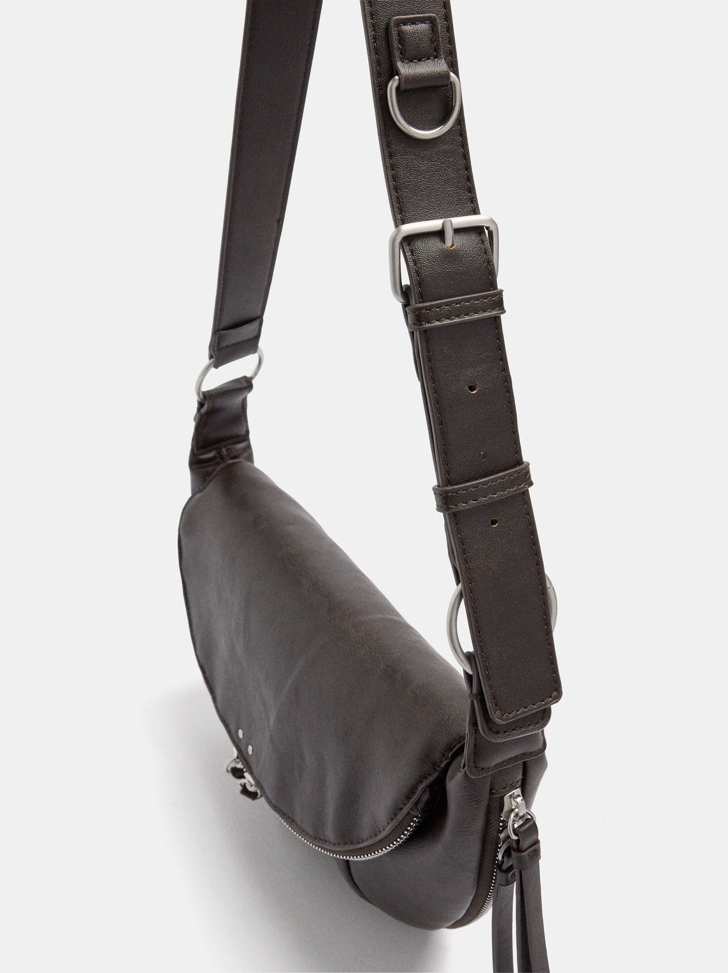 Half-Moon Shoulder Bag With Stitching
