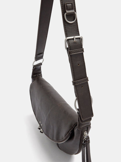 Half-Moon Shoulder Bag With Stitching