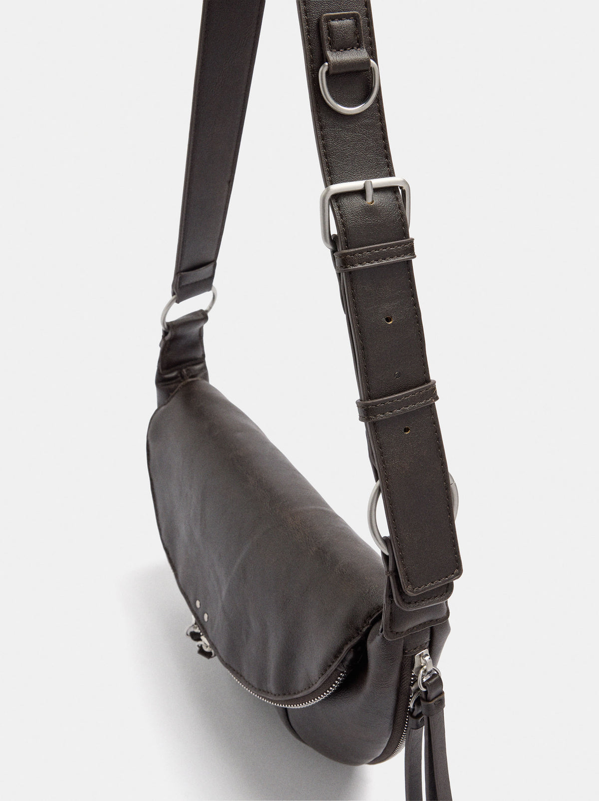 Half-Moon Shoulder Bag With Stitching