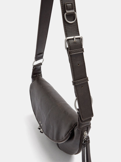 Half-Moon Shoulder Bag With Stitching