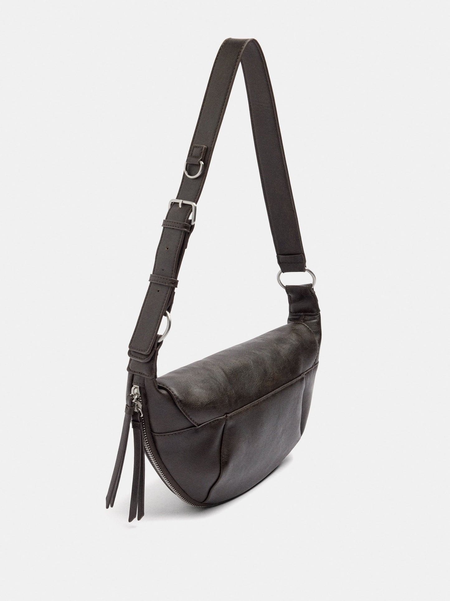 Half-Moon Shoulder Bag With Stitching