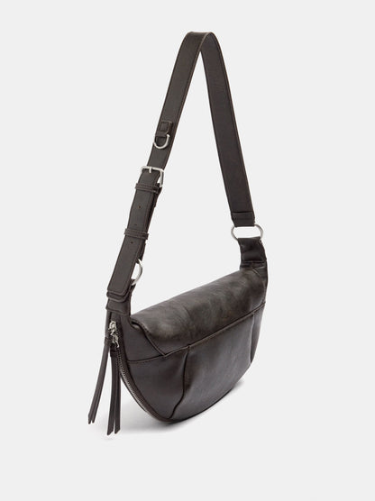 Half-Moon Shoulder Bag With Stitching