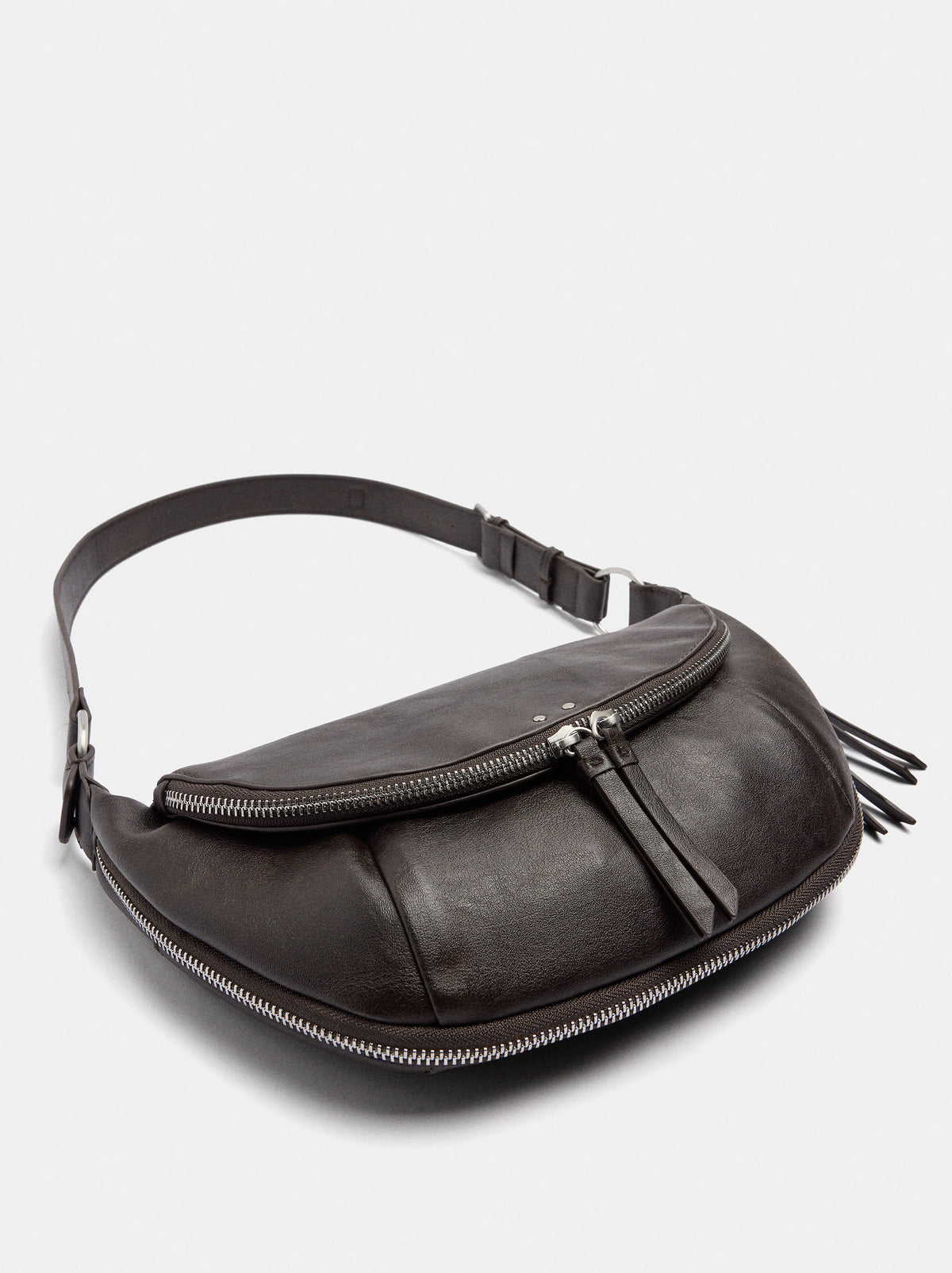 Half-Moon Shoulder Bag With Stitching