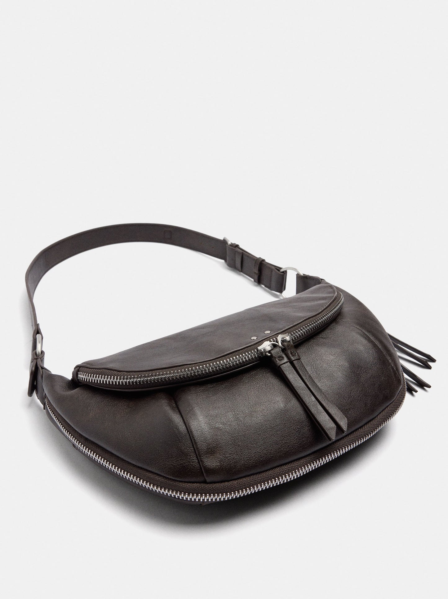 Half-Moon Shoulder Bag With Stitching