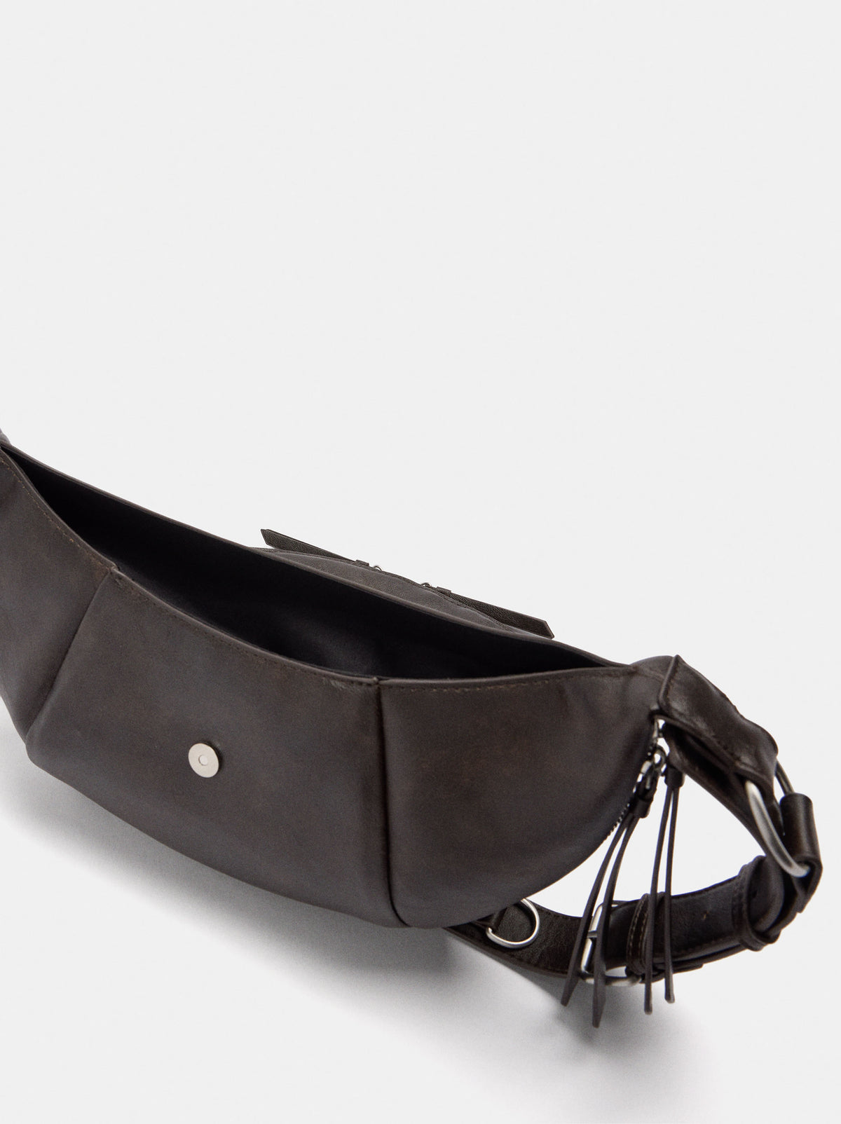 Half-Moon Shoulder Bag With Stitching