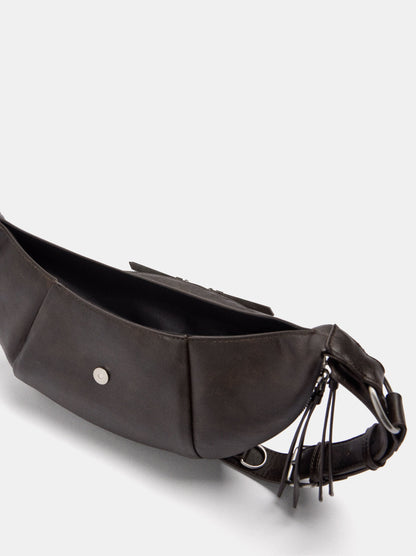 Half-Moon Shoulder Bag With Stitching