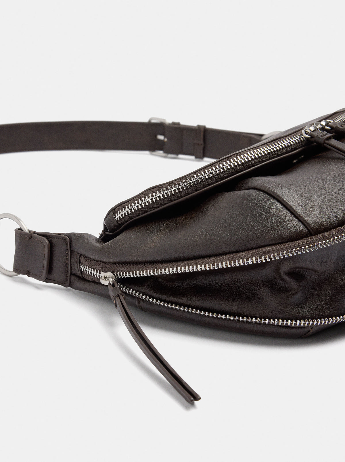 Half-Moon Shoulder Bag With Stitching