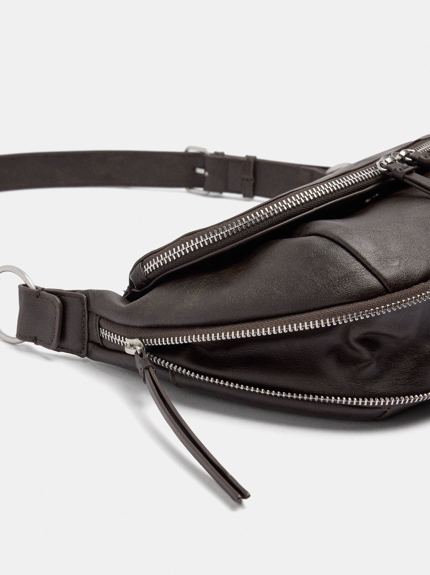 Half-Moon Shoulder Bag With Stitching
