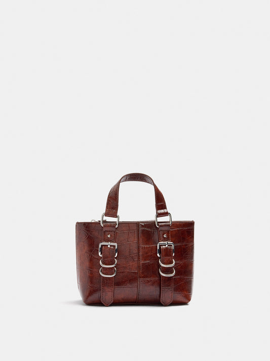 Tote Bag With Embossed Animal-Print Buckles