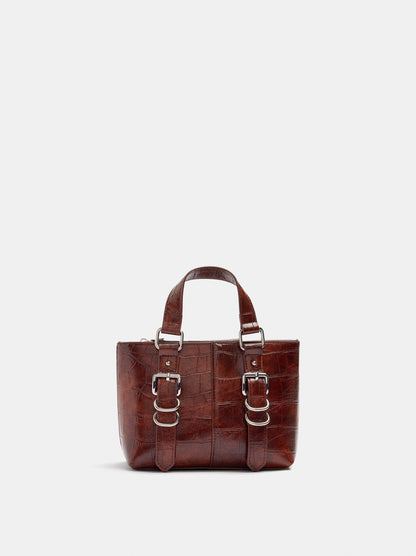 Tote Bag With Embossed Animal-Print Buckles