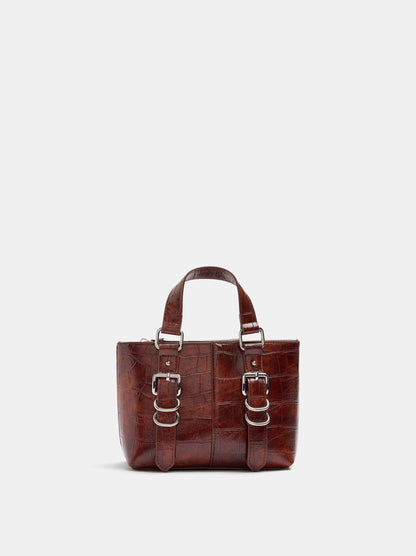 Tote Bag With Embossed Animal-Print Buckles