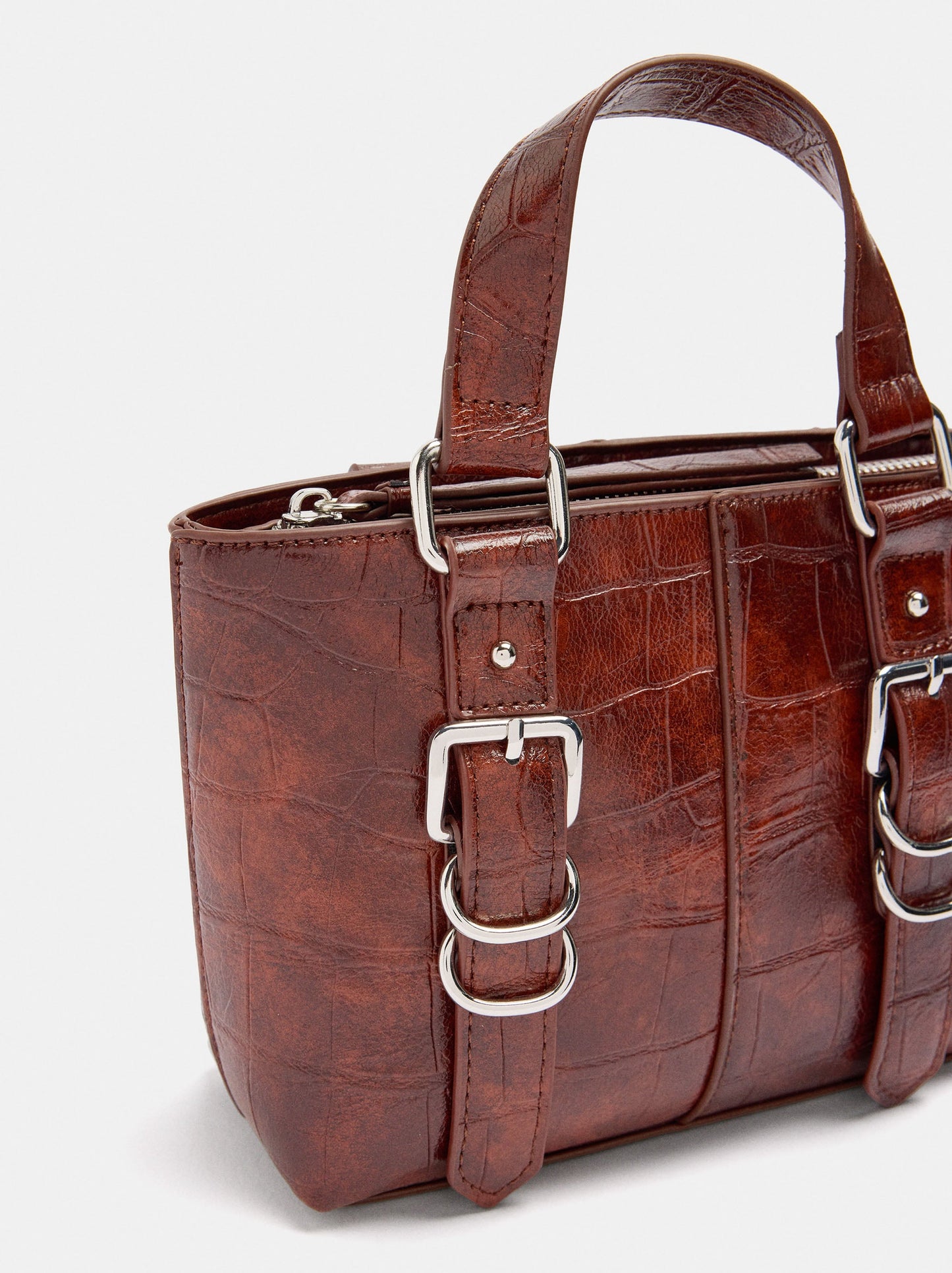Tote Bag With Embossed Animal-Print Buckles