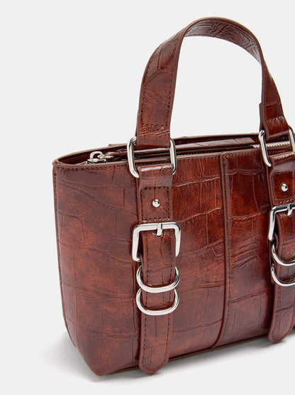Tote Bag With Embossed Animal-Print Buckles