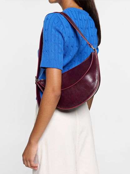 Crescent Shoulder Bag With Cracked Effect
