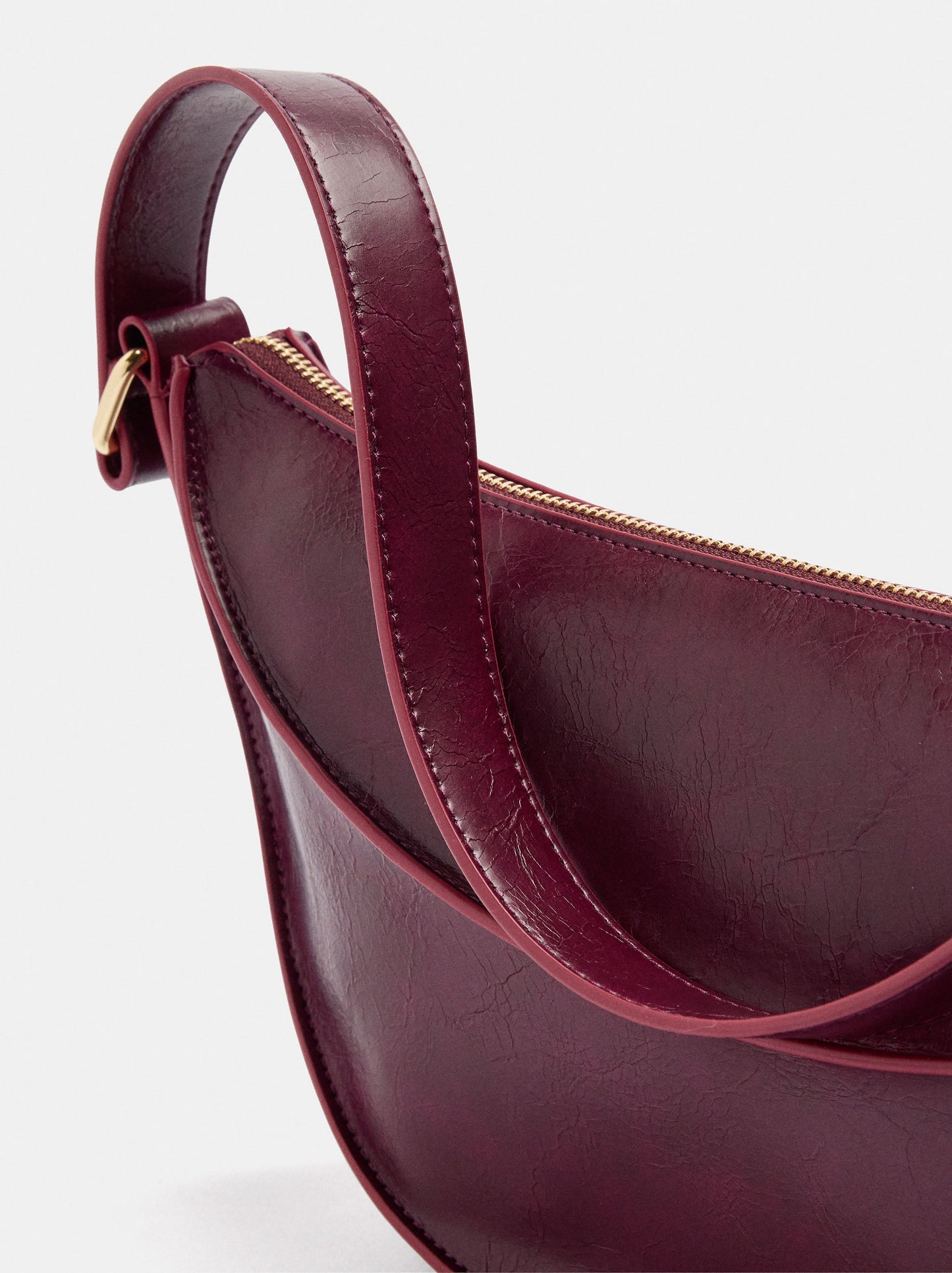 Crescent Shoulder Bag With Cracked Effect