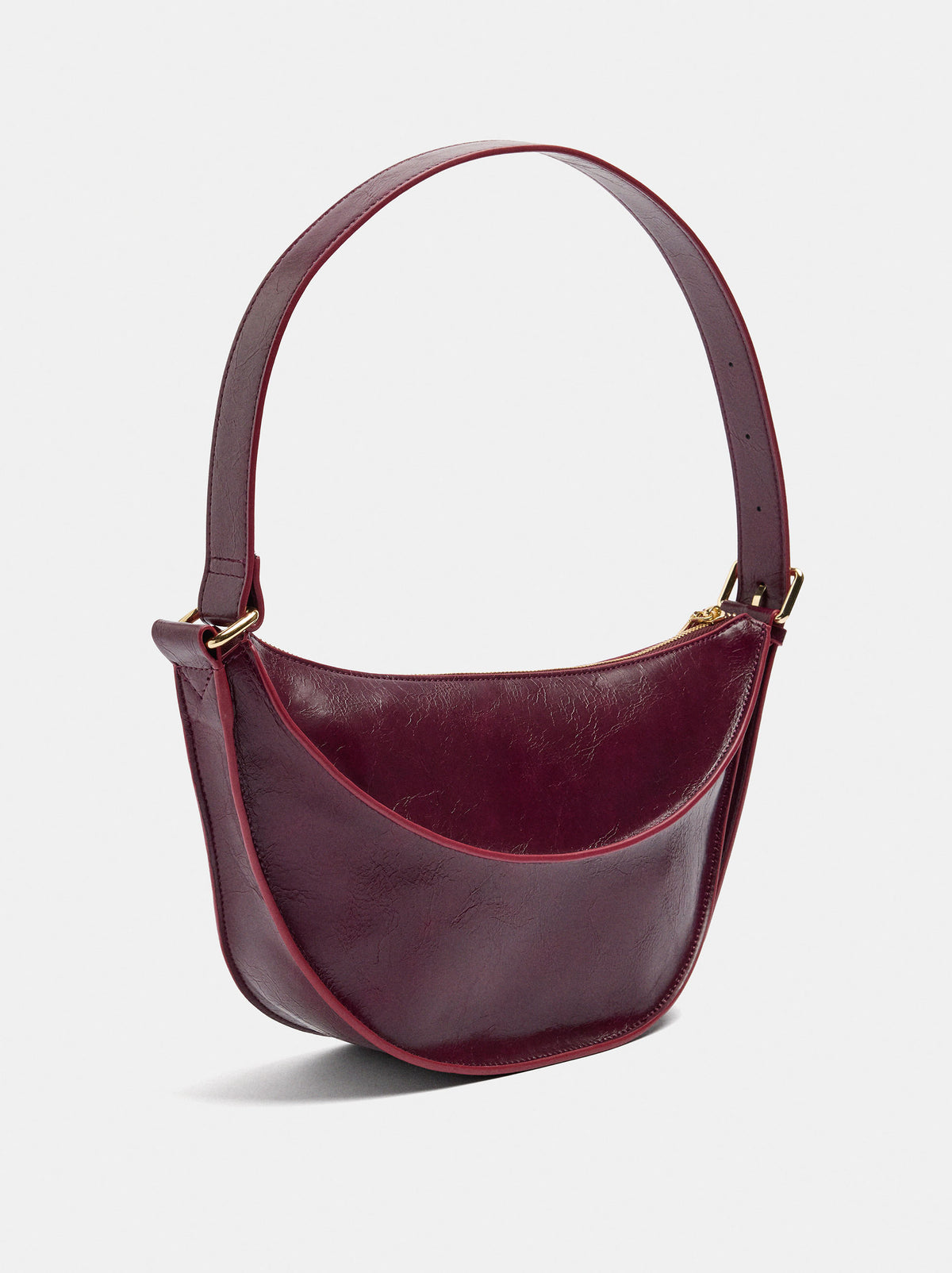 Crescent Shoulder Bag With Cracked Effect