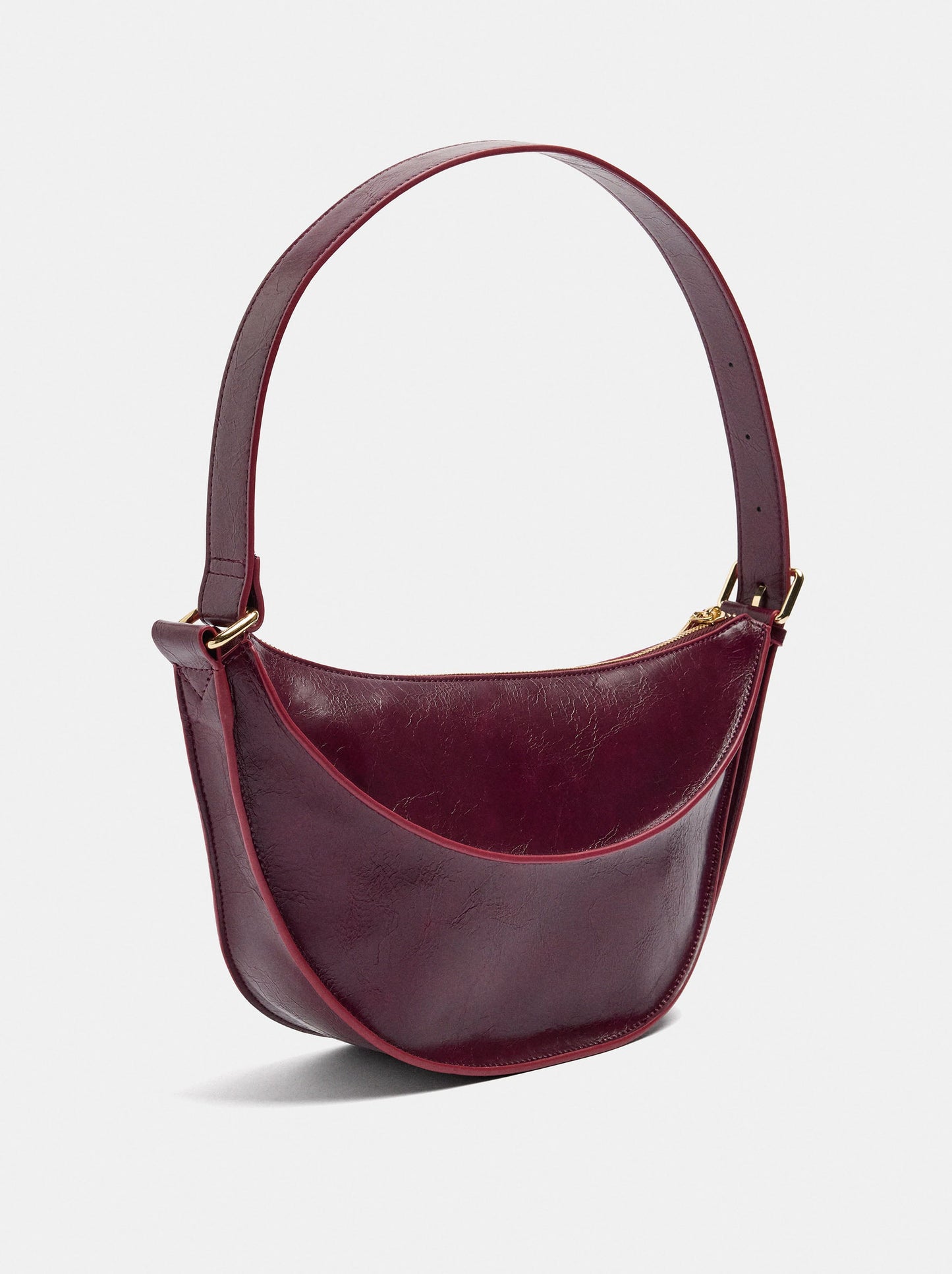 Crescent Shoulder Bag With Cracked Effect