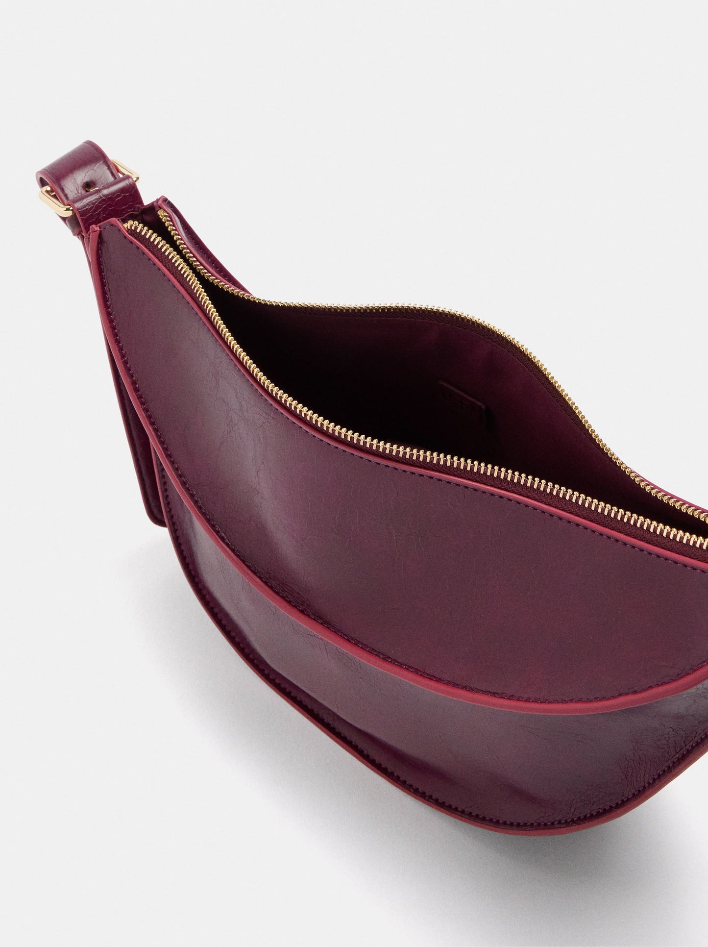 Crescent Shoulder Bag With Cracked Effect