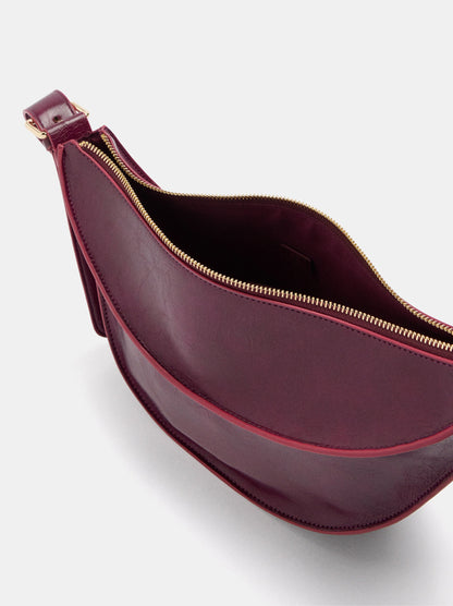 Crescent Shoulder Bag With Cracked Effect