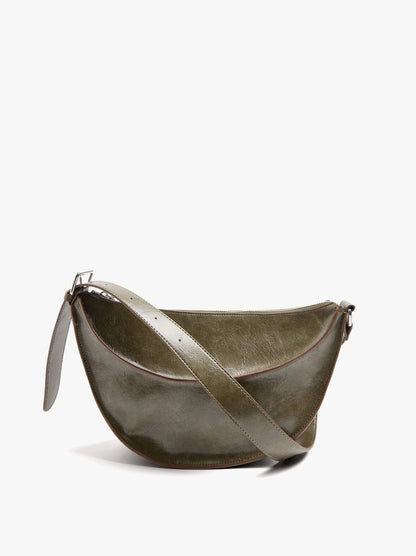 Crescent Shoulder Bag With Cracked Effect